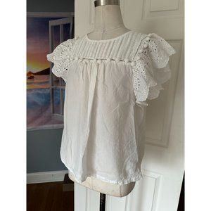 Designer Jennifer Grace white top ruffled sleeves MEDIUM